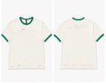 Distressed Vintage Ringer Tee – Green Trim